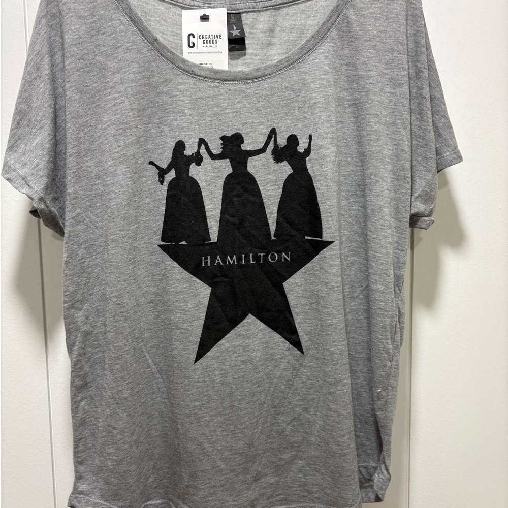 Hamilton Shirt Women's Size XL Gray An American Musical Graphic Short Sleeve Top